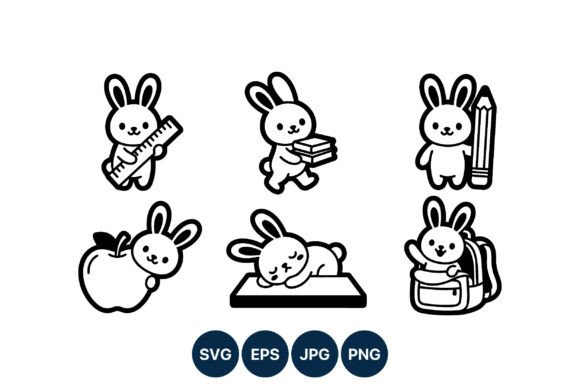 Adorable Bunny School Supplies for Embroidery