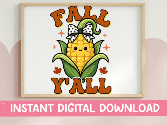 Adorable Fall Y all Cute Corn SVG for Embroidery
