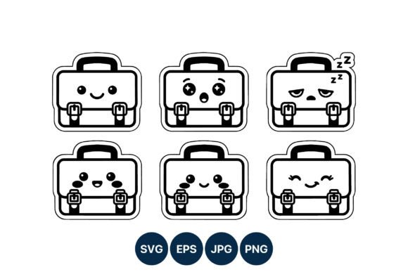 Adorable Kawaii School Bag Faces for Embroidery