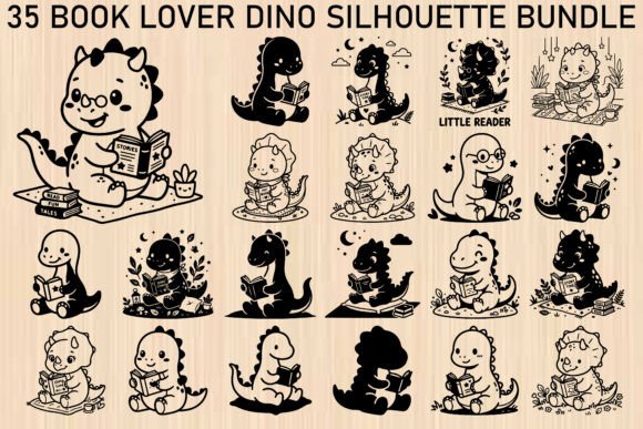 Book Lover Dino SVG Bundle: A Charming Embroidery Asset