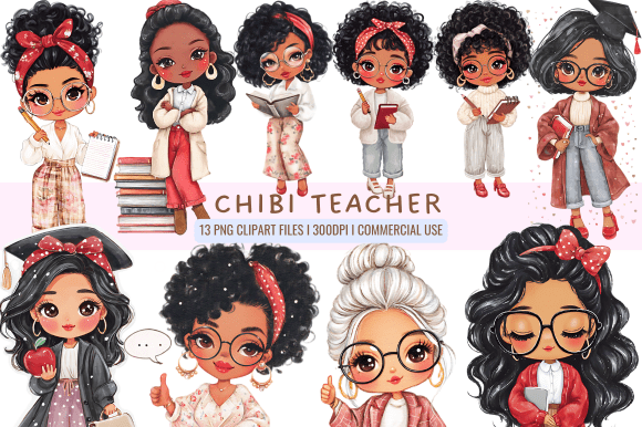 Charming Chibi Teacher CliparT for Embroidery