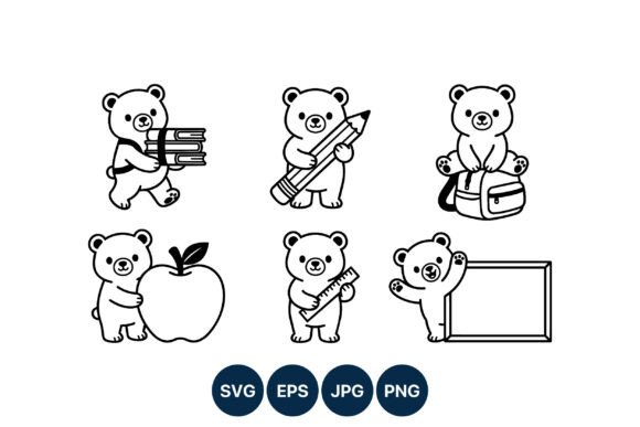 Charming Cute Bear Black and White School