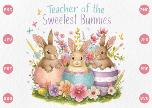 Charming Teacher of the Sweetest Bunnies PNG