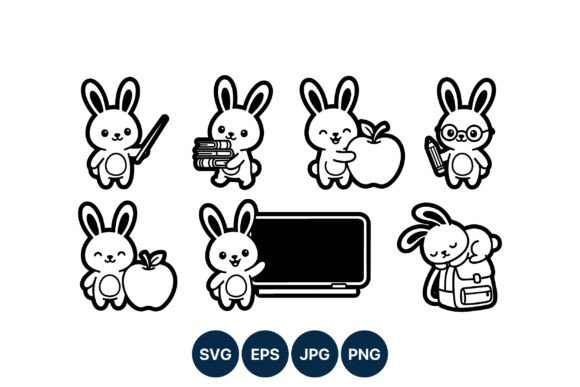 Cute Bunny School Characters: A Charming Embroidery Choice