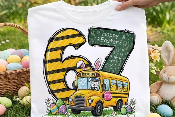 Happy Easter School Bus: A Charming Embroidery Design