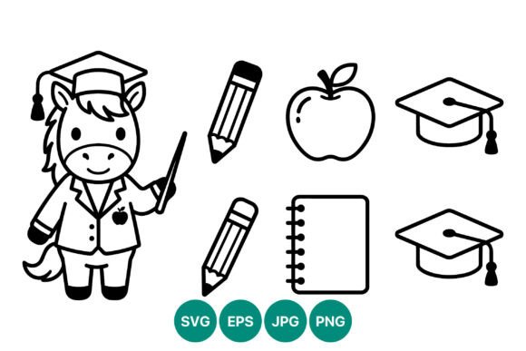 Horse Teacher School Elements: A Charming Embroidery Design