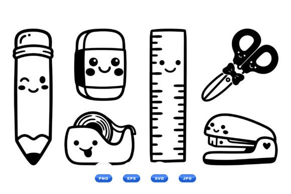 Kawaii School Supplies for Embroidery