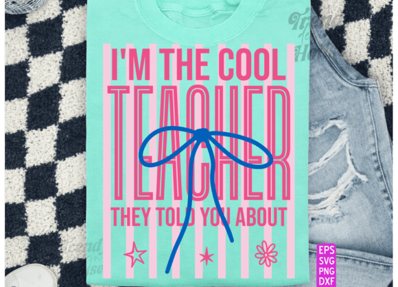 Preppy Striped I M the COOL TEACHER PNG