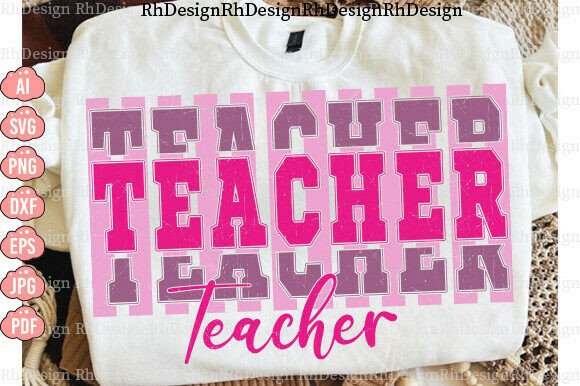 Striped Teacher PNG: A Retro Preppy Delight
