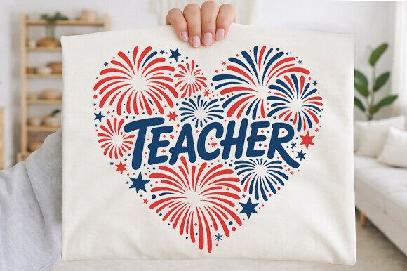 Teacher PNG, 4th of July: A Festive Embroidery Design