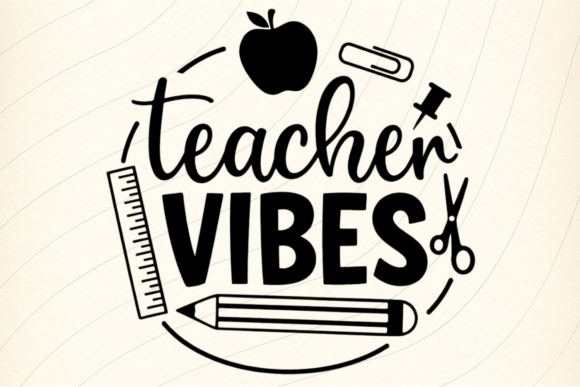 Teacher Vibes PNG Design: A Modern Embroidery Gem